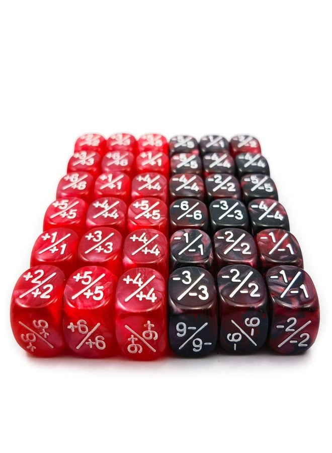 BESCON 36pcs 12mm Positive and Negative Dice Counters Marble Red+Gemini Red&Black Set, Small Token Loyalty Compatible With MTG, CCG, Card Games - Image 4